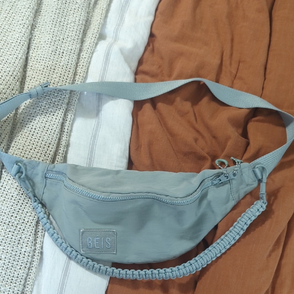 BEIS SPORTS PACK Light Sage Green Crossbody Belt Bag with Braided Detail